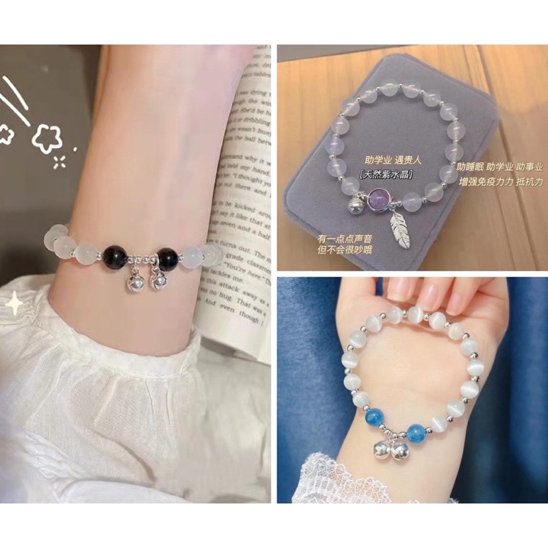 Vòng tay chuỗi hạt đá pha lê mắt mèo ánh trăng