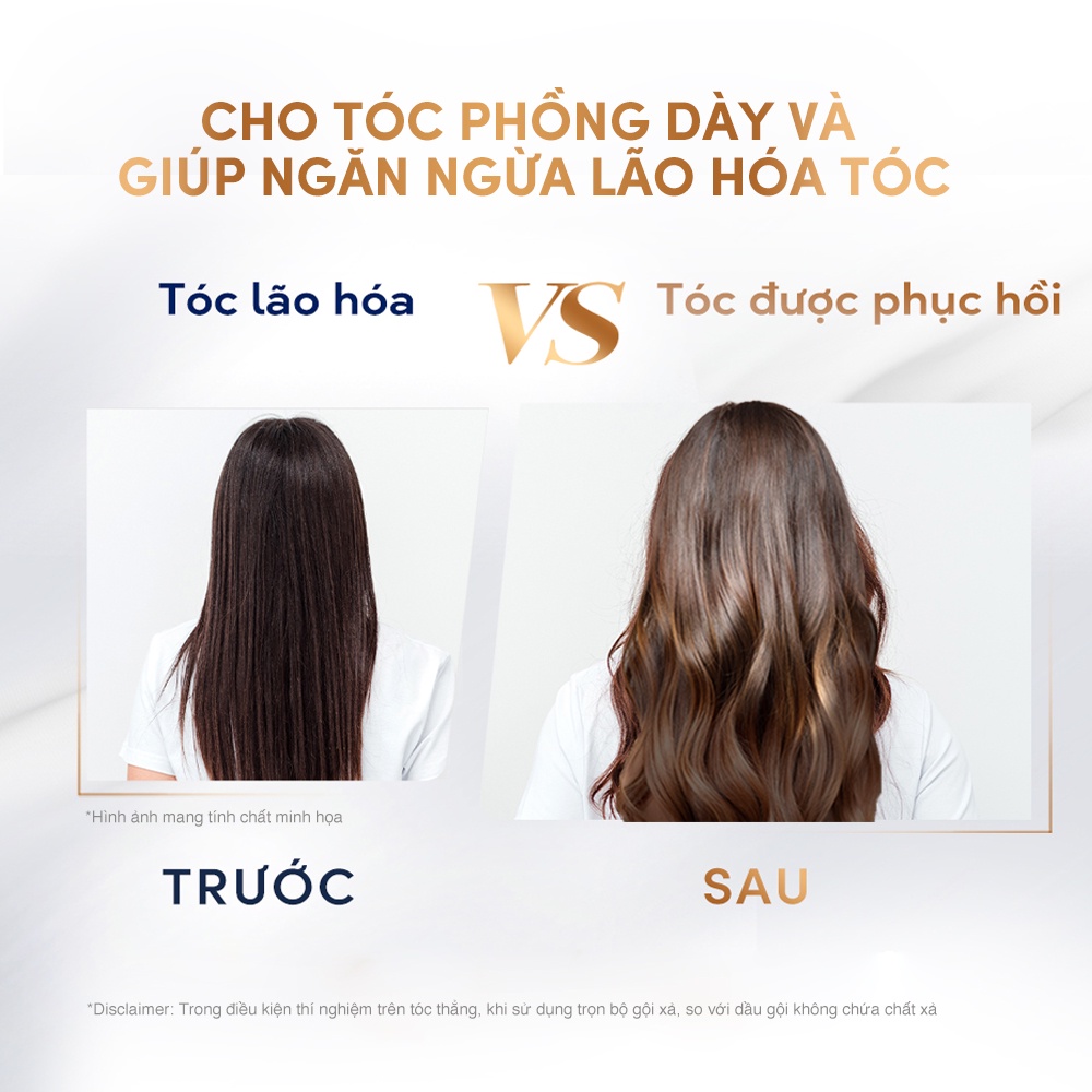 Combo Dầu gội và Kem Xả Serum 2 trong 1 Dove Hair Therapy Tóc phồng dày và Ngăn lão hóa 380ml, 230 ml