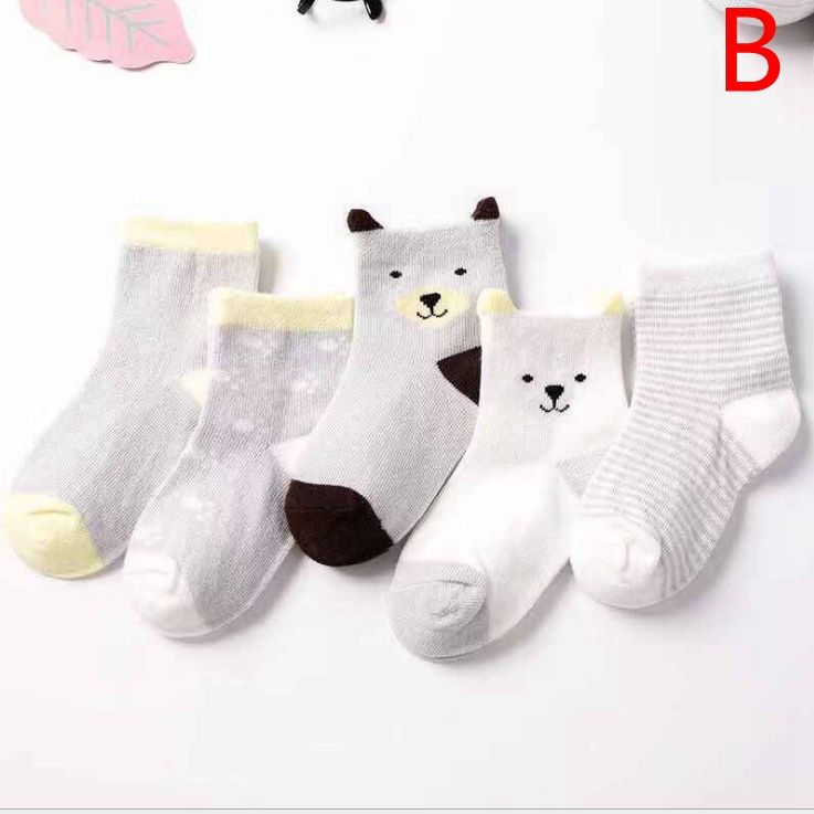 Set 5 đôi vớ cotton SANLUTOZ thiết kế động vật cho bé trai và bé gái sơ sinh