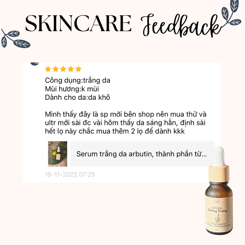 Serum trắng da arbutin, thành phần từ thiên nhiên an toàn cho da, mỹ phẩm handmade - Choosebythie