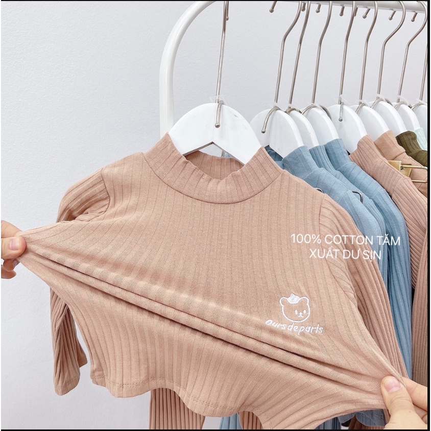 BỘ DÀI TAY THÊU GẤU CHO BÉ TRAI - B15