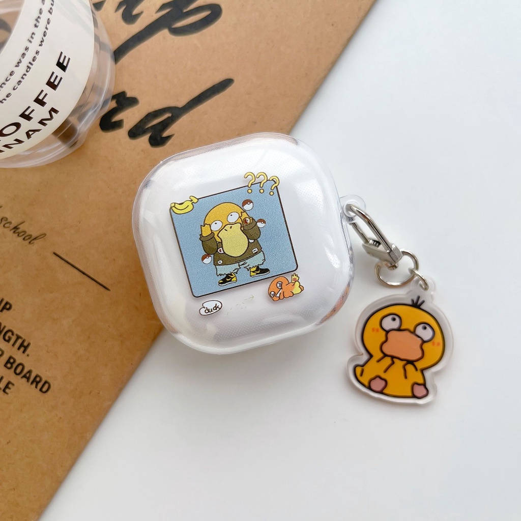 Vỏ Bảo Vệ Hộp Sạc Tai Nghe Samsung Galaxy Buds 2 / Buds Live / Buds Pro Trong Suốt Họa Tiết Hoạt Hình Kèm Móc Khóa