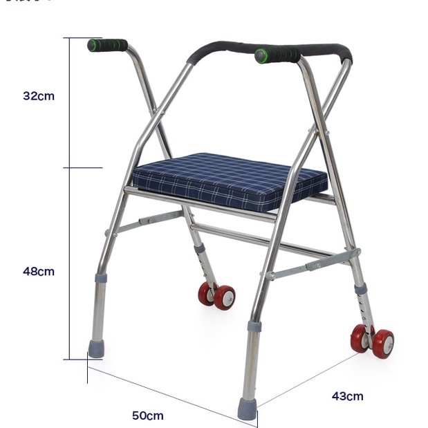 Khung tập đi cho người già có ghế ngồi,khung tập đi phục hồi chức năng cho người tai biến