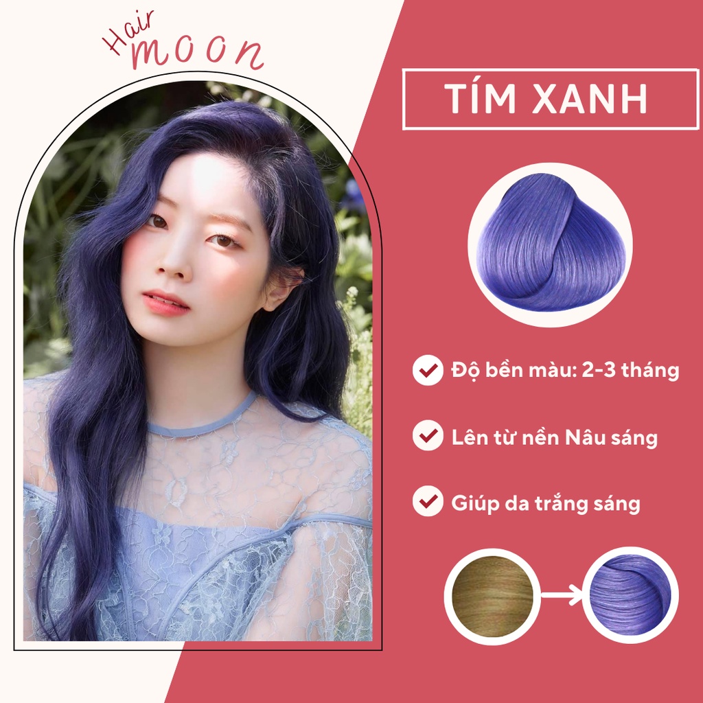Thuốc nhuộm tóc TÍM XANH | LAVENDER | Tặng Vitamin E dưỡng tóc, bao tay nhuộm, mũ trùm tóc