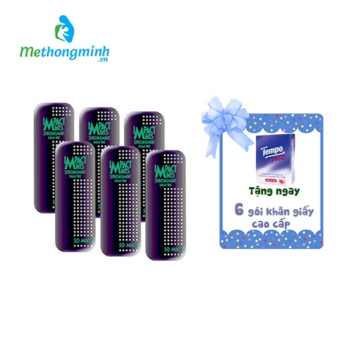 Combo 6 hộp kẹo bạc hà không đường Impact Mints Slim Slide - 9g (tặng kèm 6 gói Tempo)