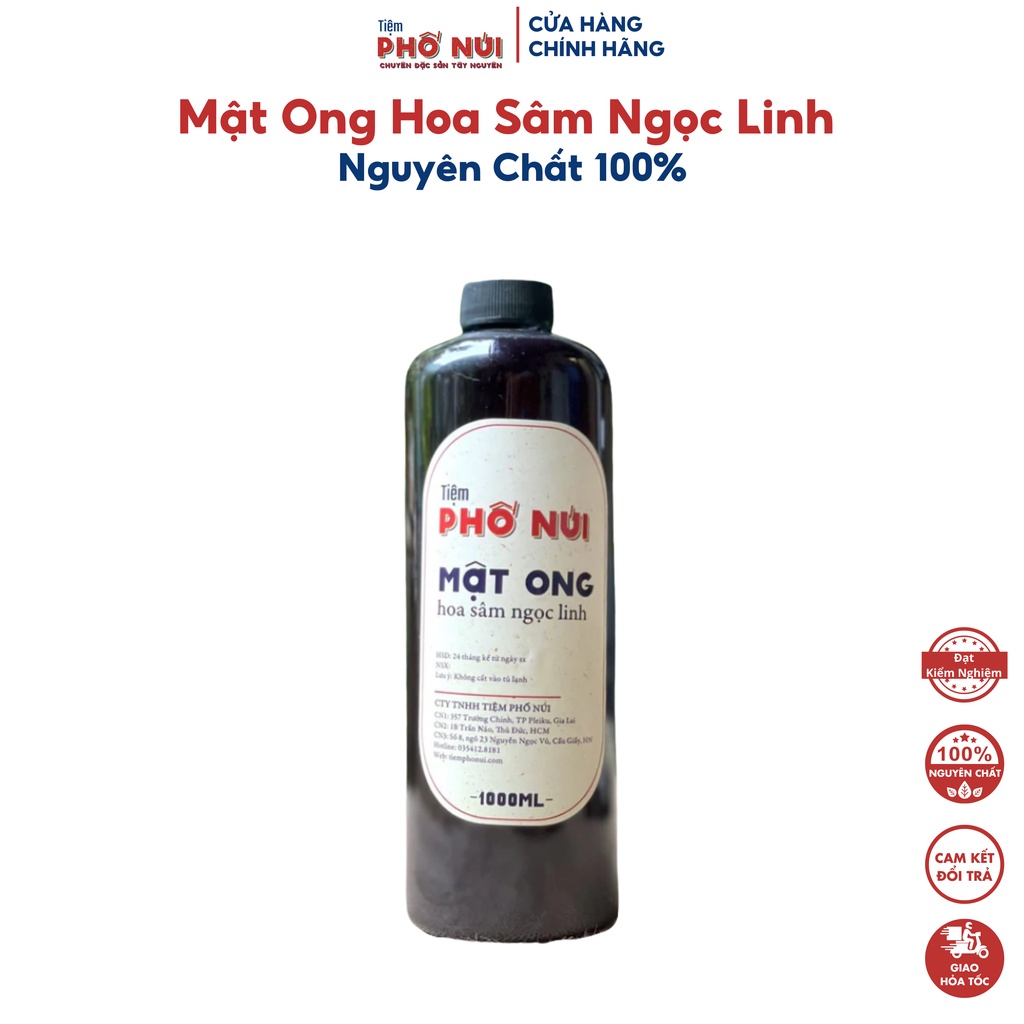 Mật Ong Hoa Sâm Ngọc Linh, Mật Ong Đắng Tiệm Phố Núi Nguyên Chất 1000ML