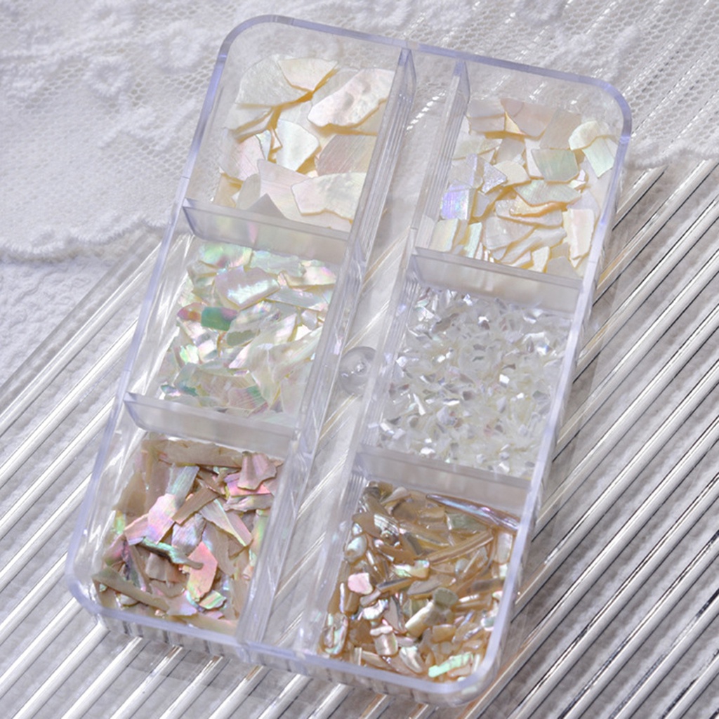 1 Hộp Kim Tuyến 6 Ngăn Siêu Mỏng Trang Trí Móng Tay Nghệ Thuật