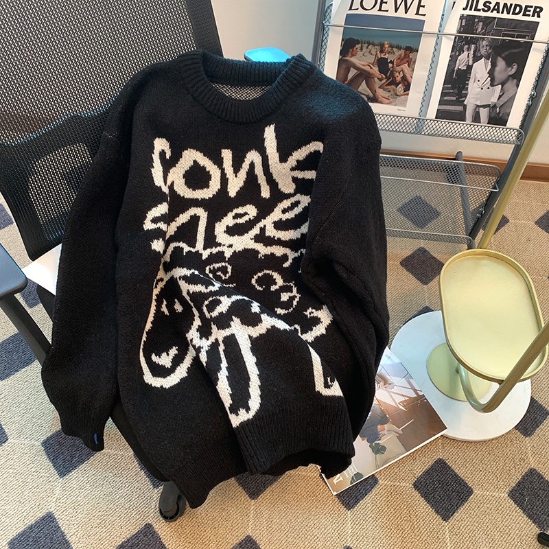 Áo Dệt Kim Dáng Rộng Thời Trang Thu Đông Phong Cách Hàn Quốc