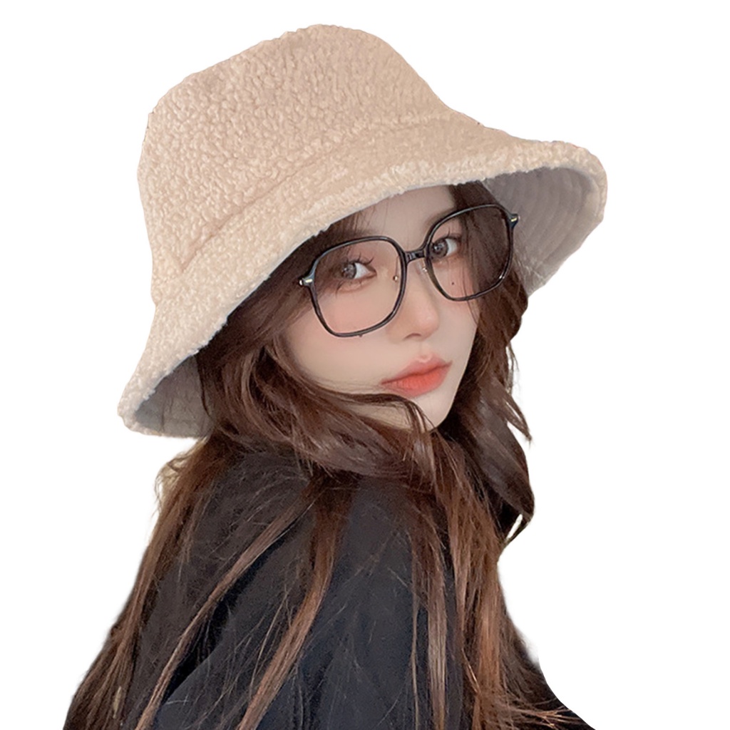 Mũ Bucket Chất Liệu Cashmere Giả Lông Thời Trang Cho Nữ