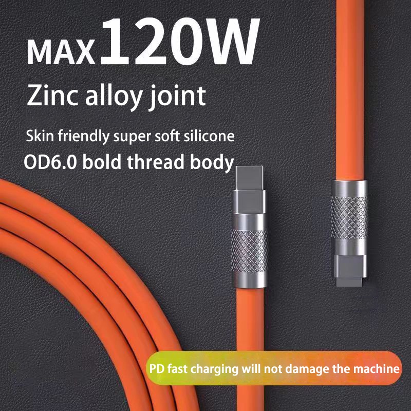 Dây Cáp Sạc Nhanh 120 PD 6a Type-C PD 12M Bằng Silicon Cho IPhone