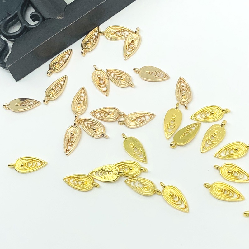 (10 cái)Phiến đúc lá xoắn 5*13mm, Nguyên liệu làm trang sức cổ trang, Nguyên liệu diy