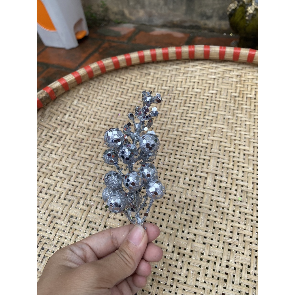 Cành sung nhũ kim tuyến size to đẹp trang trí Noel, vòng nguyệt quế, tráp oản