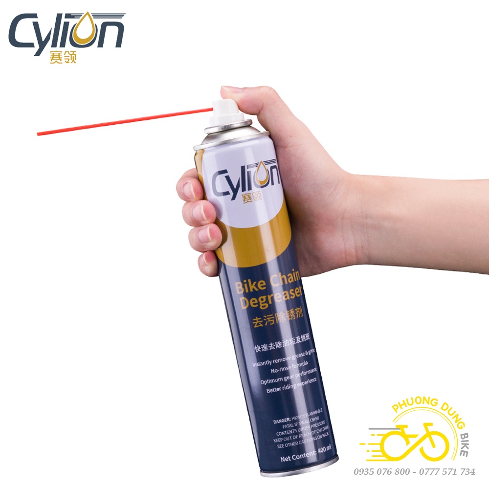Chai xịt rửa xích líp đĩa xe đạp CYLION Bike Chain Degreaser 400ml - Hàng chính Hãng