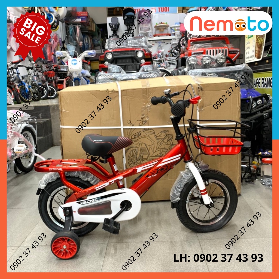 Xe đạp Baga khung liền chắc chắn nam - nữ size 12-16-18inch cho bé từ 2 tuổi - 10 tuổi