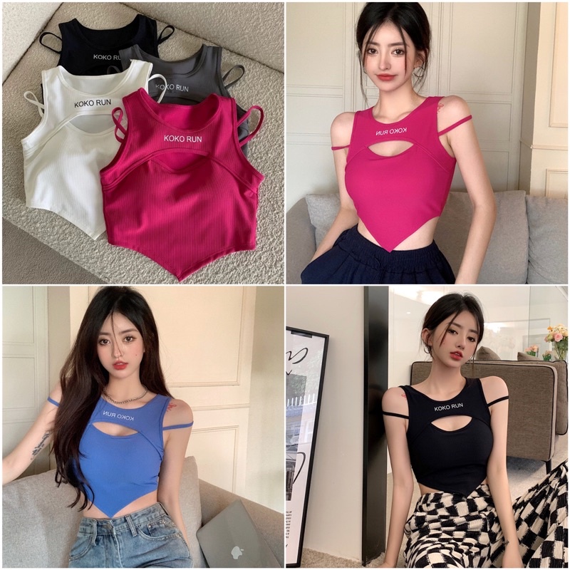 Áo Bra Nữ Vạt Chéo Wannale Kokorun Dáng Lửng Có Đệm Ngực Trend Mới 8386
