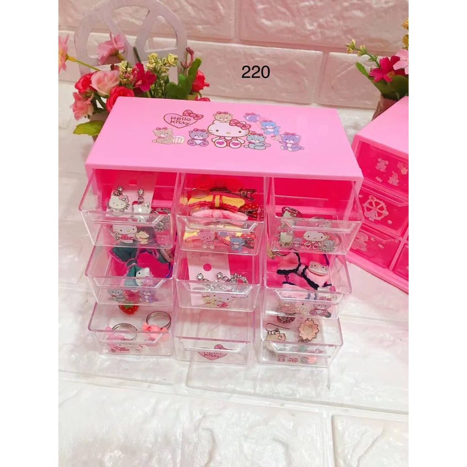 🌻 HỘP ĐỰNG ĐỒ 9 Ô KITTY 🎀 KITTY HOUSE