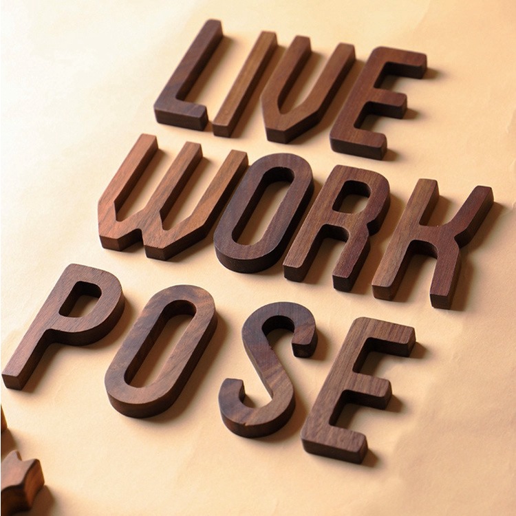 Chữ gỗ trang trí siêu đẹp , màu đậm, size 7,8cm - có băng dinh sẵn