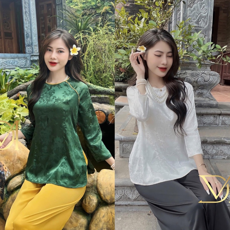 Bộ Đi Lễ Chùa Nữ - Đồ Lam Đi Chùa Bộ Lụa Cách Tân Cao Cấp Trang Trọng