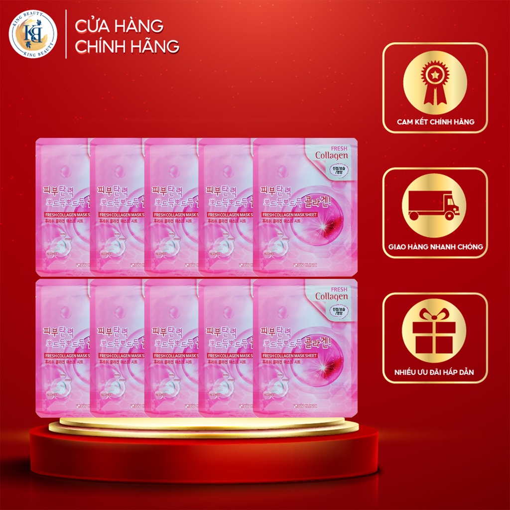 Combo 10 Mặt nạ Dưỡng Da Collagen 3W Clinic Fresh Mask Sheet 23ml x 10