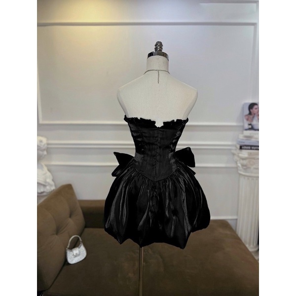 Đầm xoè cúp ngực phối nơ eo 🖤