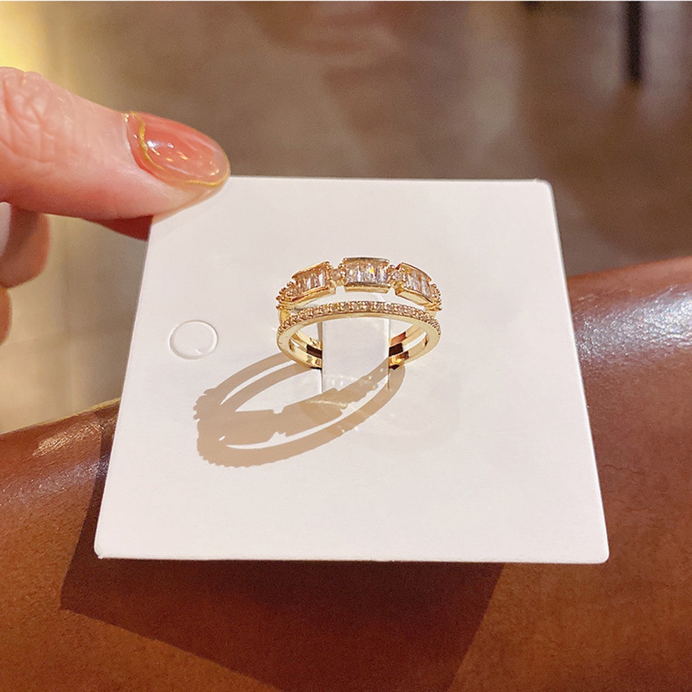 Nhẫn Thép Titan Mạ Vàng Đính Đá Zircon Phong Cách Hàn Quốc Thời Trang Cho Nữ