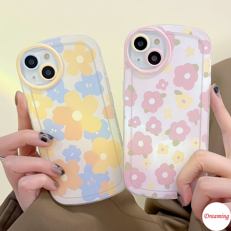 Ốp lưng điện thoại cho VIVO Y02S Y22 Y22S Y35 Y77 Y55 Y75 T1 Y33S Y21S Y21 Y53S Y51 Y51A Y31 Y30 Y50 Y20 Y12S Y20s G Y16 Y15S Y15A 4G 5G Vỏ mắt lớn mờ Motif Hoa vàng hồng