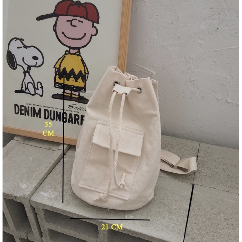 Túi Tote Balo Kiểu Rút Vải Canvas