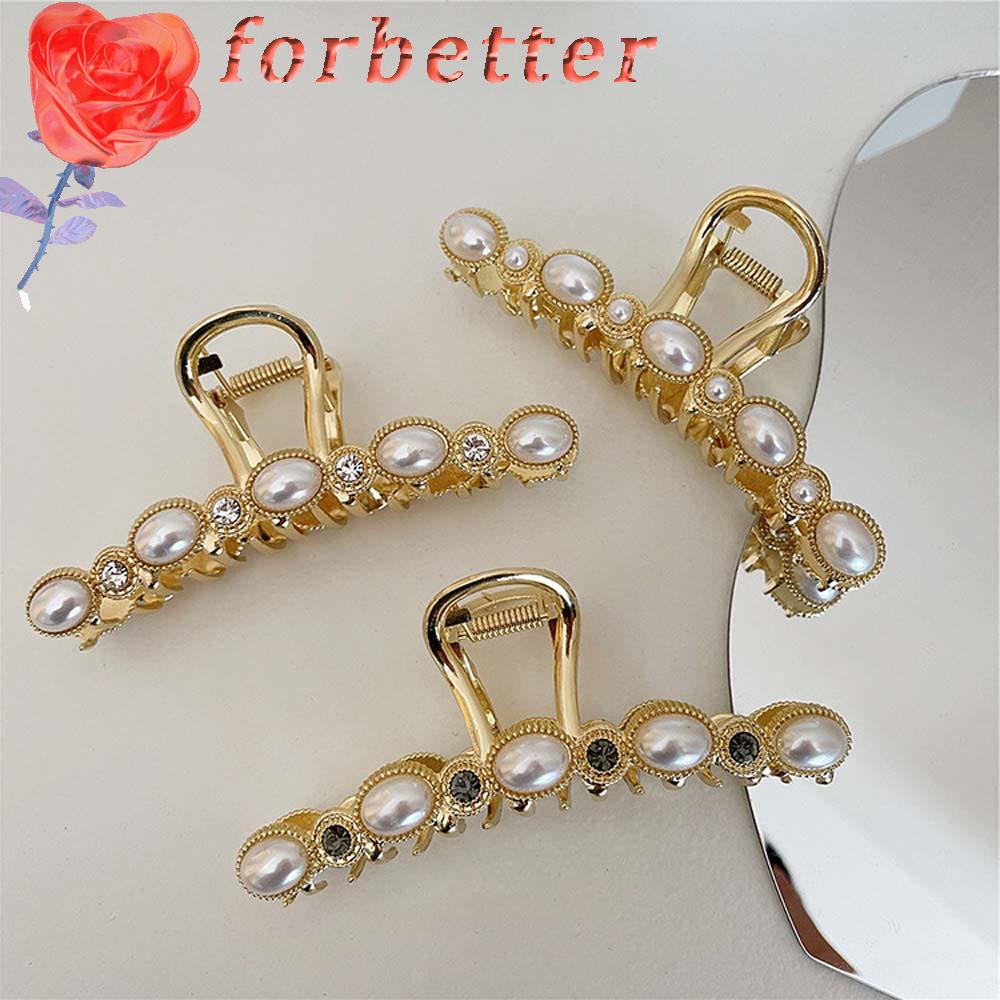 Kẹp Tóc Kim Loại Đính Ngọc Trai Đơn Giản Phong Cách Hàn Quốc