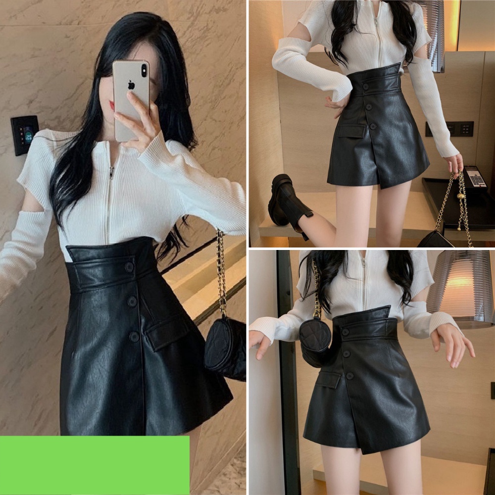 Chân váy nữ, chân váy da nữ newbrand hàn quốc màu đen size S M L SKUCV-03A she.boutique90