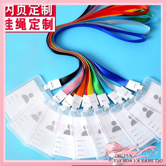 Tay áo thẻ nhận dạng Tay áo thẻ công việc hai mặt trong suốt dây buộc huy hiệu dây dài dây đeo thẻ sinh viên tay áo thẻ học sinh nhà máy sản xuất thẻ bữa ăn thương hiệu thẻ tàu điện ngầm