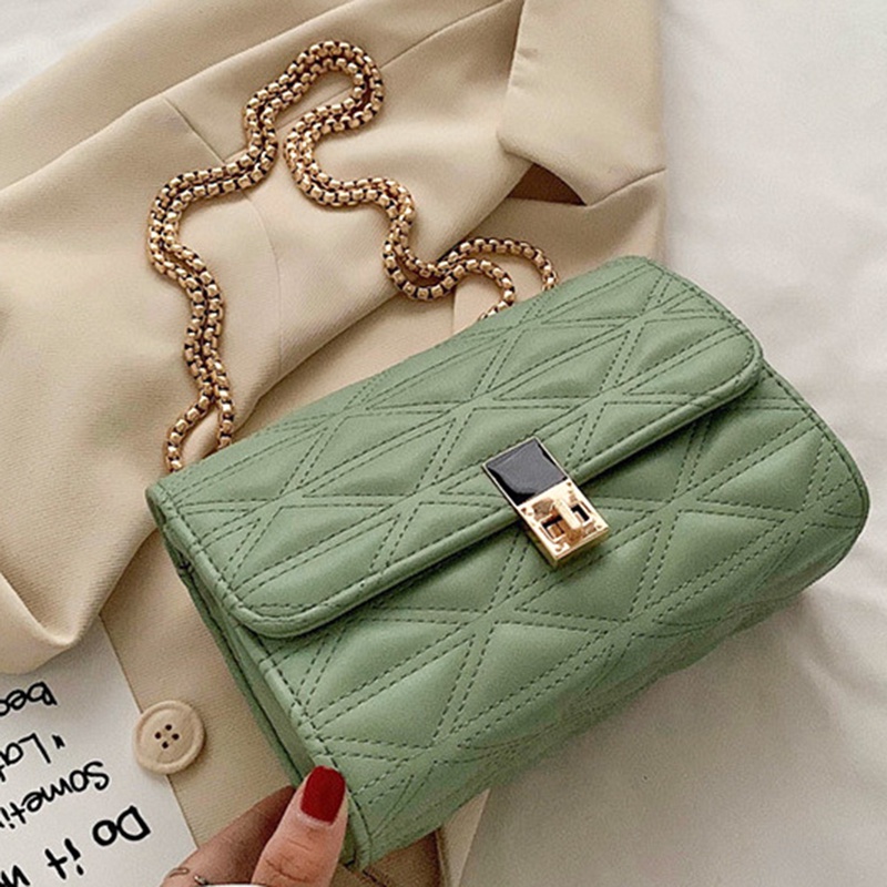 Túi Đeo Vai Nhỏ Hình Thoi Phối Dây Xích Thời Trang Cho Nữ