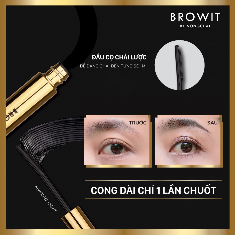 Mascara Nongchat Browit Siêu tơi dài và cong mi dạng lược My Everyday 5.5g Endless Night