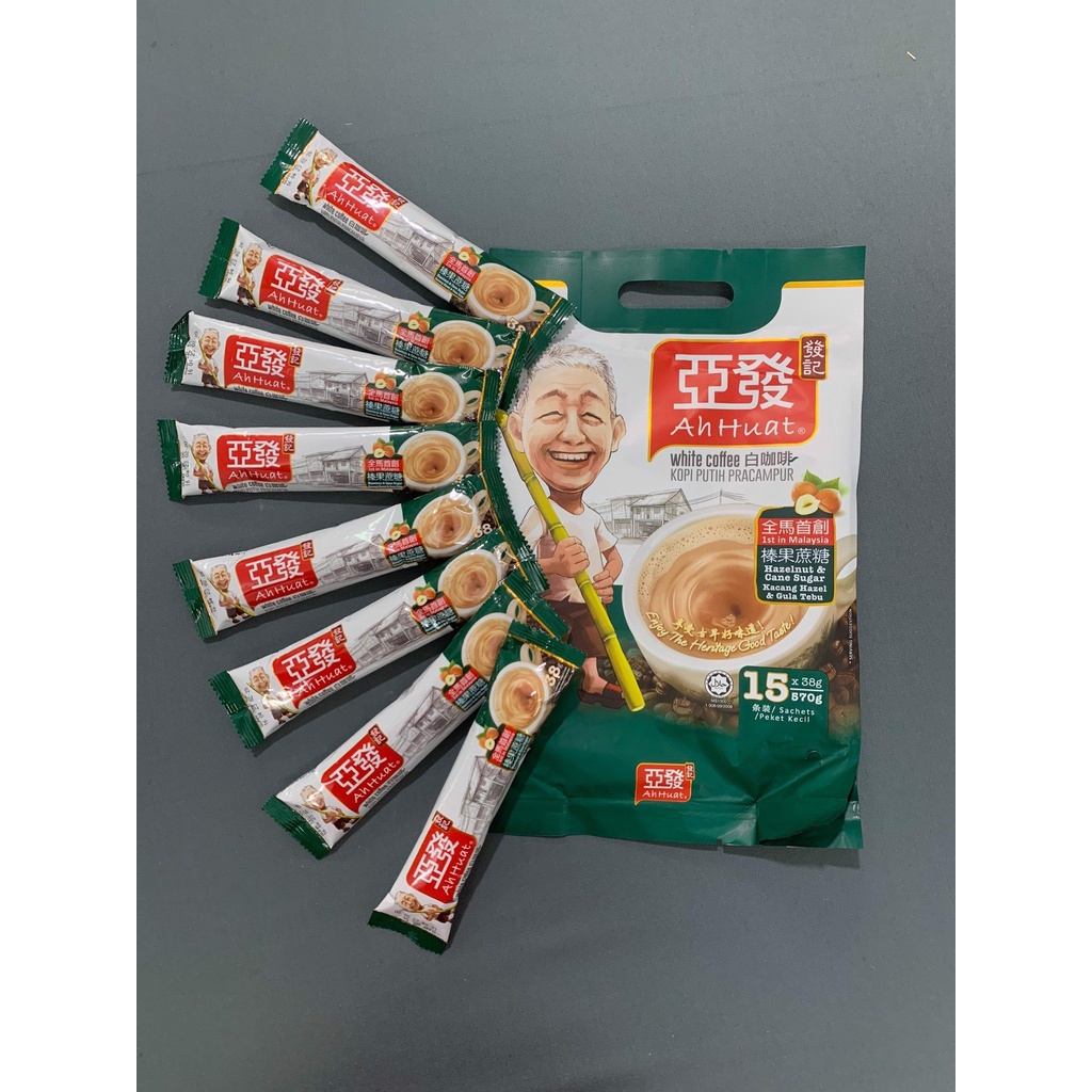 Cà phê trắng Ah Huat white coffee Hạt phỉ Malaysia 3in1