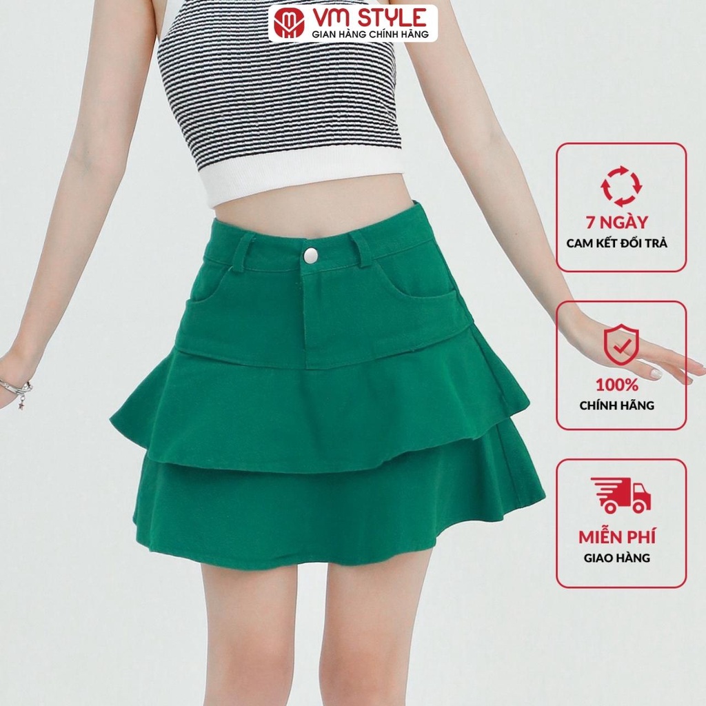 Chân váy kaki ngắn VMSTYLE 2 tầng xòe hách dáng nhiều màu 971 CVN00056