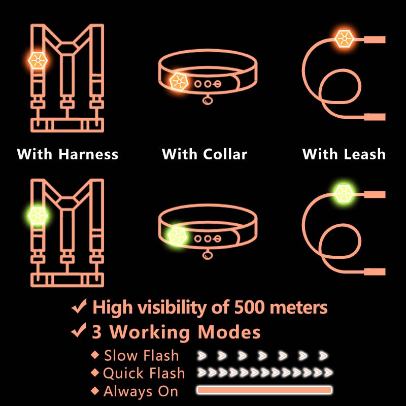 HamshMoc Dây Dắt Thú Cưng Đi Dạo Chống Thấm Nước Có Đèn LED Sạc USB Tiện Dụng