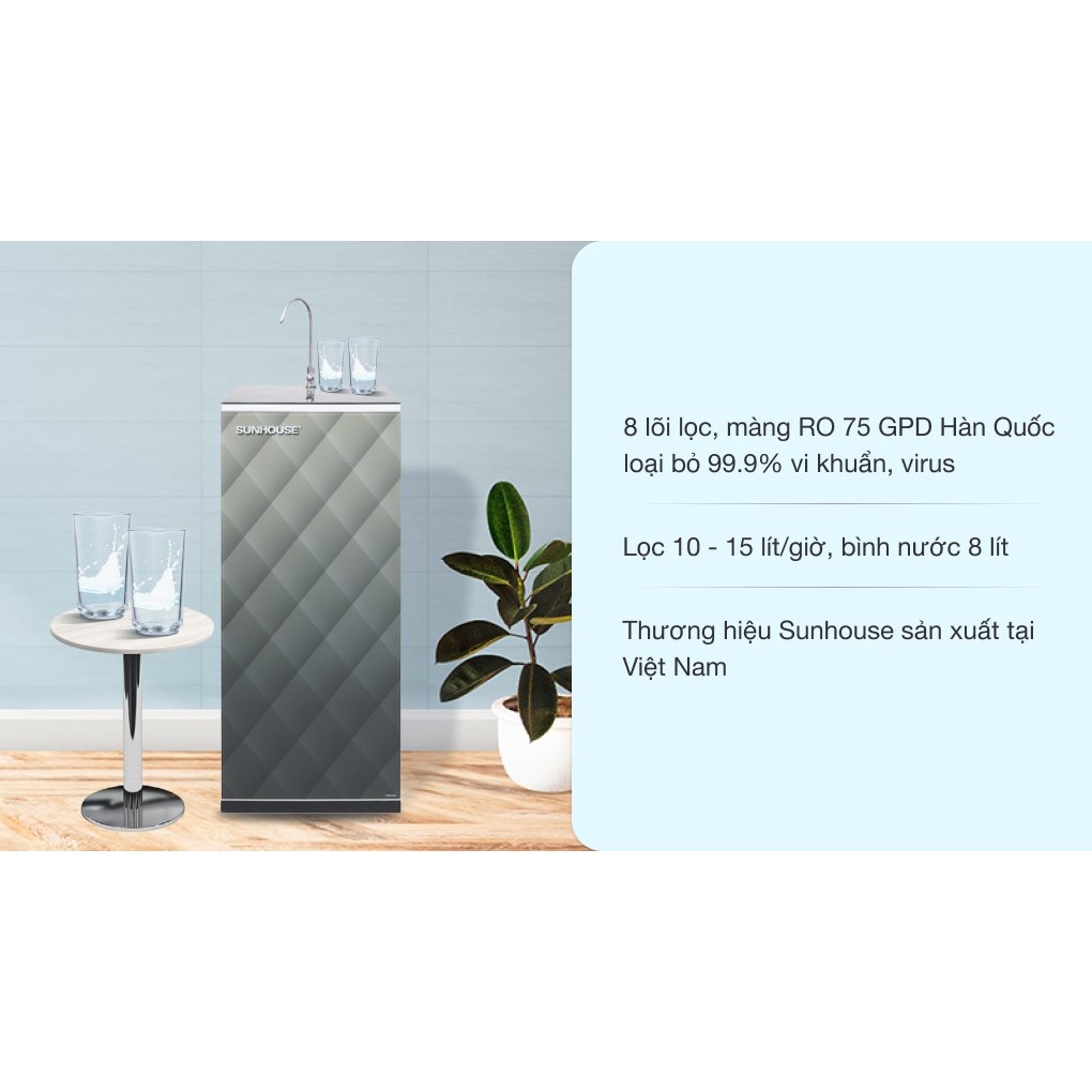 Máy lọc nước RO Sunhouse SHA8858K 8 lõi - Hàng trưng bày chính hãng