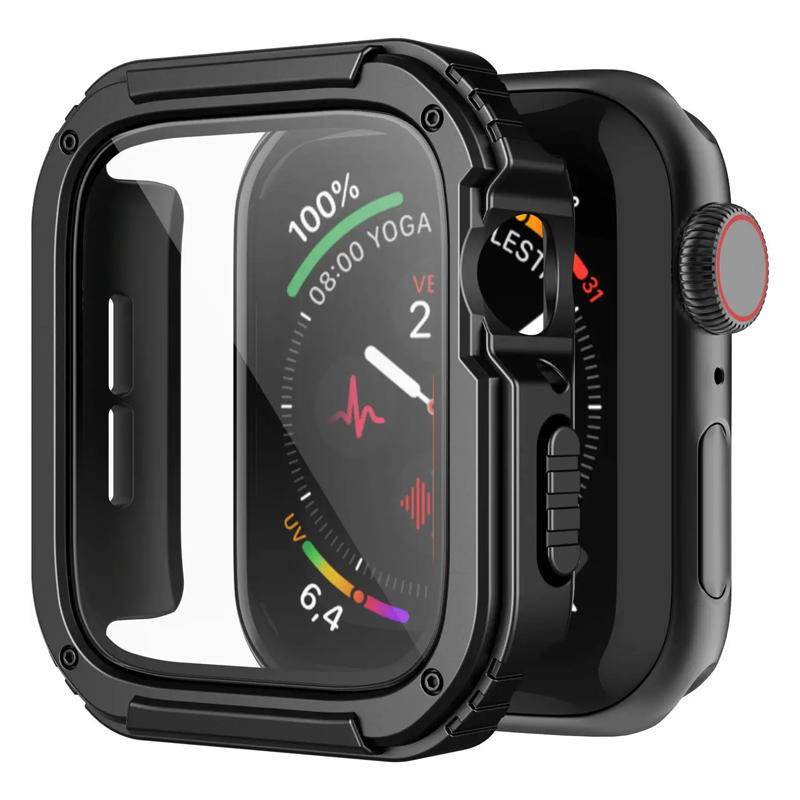 Kính + Vỏ Cho Apple Watch Series 8 7 6 5 4 SE SE2 Phụ Kiện Kính Cường Lực Bảo Vệ Màn Hình Tất Cả Xun