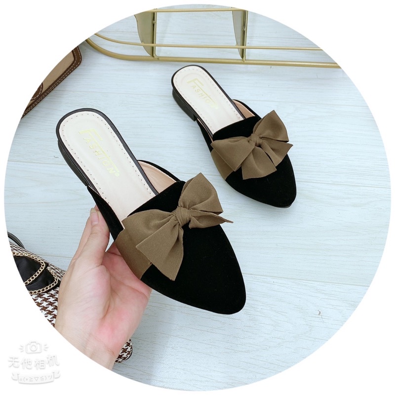 Giày học sinh,giày sục, sục nơ vải, sục da