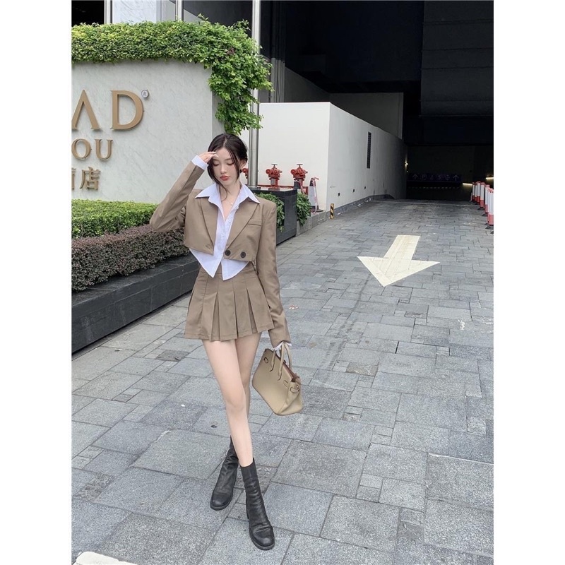 SET 3 Món Chân Váy Áo Sơ Mi Áo Vest nữ phong cách ulzzang