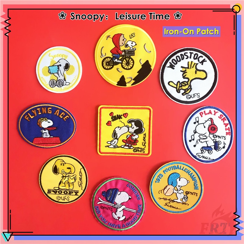 ♚ Thời Gian Giải Trí Snoopy: Sticker Ủi Thêu Hoạt Hình ♚ 1 Sticker Ủi Thêu Hình Huy Hiệu