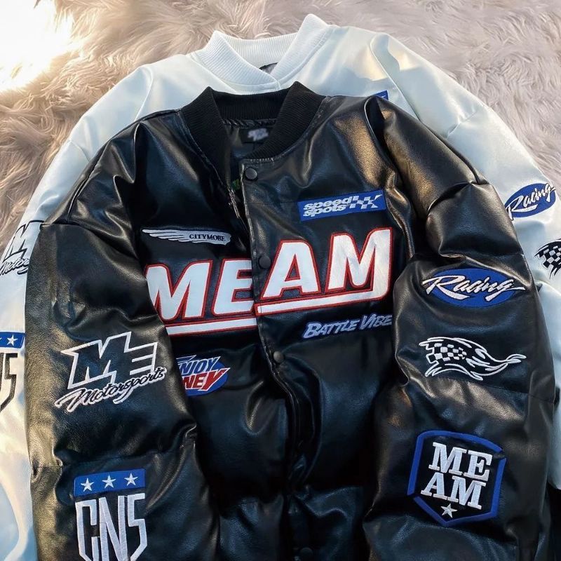 Áo khoác phao Da PU siêu ấm, phong cách Hip Hop