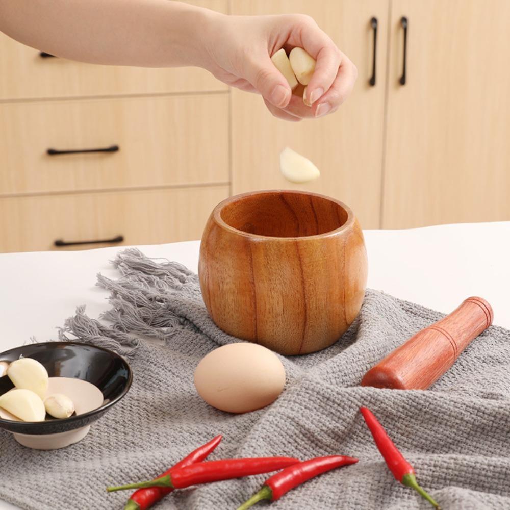 UUMIR Tỏi nghiền máy xay gia vị hộp đựng gia vị nhà bếp tiện ích gia vị có thể hạt tiêu hộp đựng đường bbq nấu ăn thảo mộc người tổ chức bát muối retro hũ đựng bằng gỗ