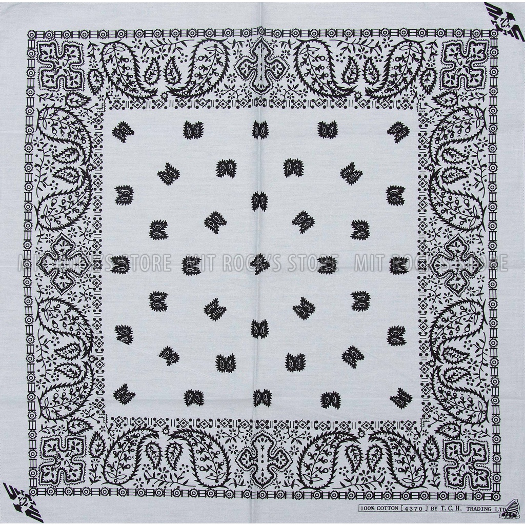 Khăn Bandana hoa văn Màu trắng , Khăn Thái Lan 100% cotton, Khăn vuông