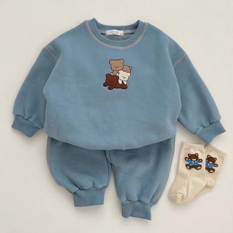 Set Đồ Mùa Đông Hai Món Gồm Áo Sweater Nhung Dày Dặn In Họa Tiết Hoạt Hình + Quần Dài Tới Mắt Cá 4NZ3 Phong