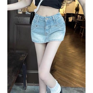 Quần váy ngắn jean nhạt