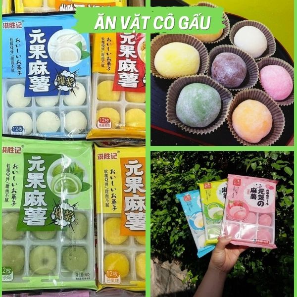 Bánh MOCHI kem lạnh vị hoa quả gói 180gr 12 chiếc , ĂN VẶT CÔ GẤU