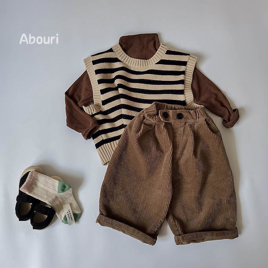 Áo Len Không Tay Cổ Tròn Họa Tiết Kẻ Sọc Phong Cách Hàn Quốc Thời Trang Mùa Thu 2022 Dành Cho Bé Trai Và Bé Gái