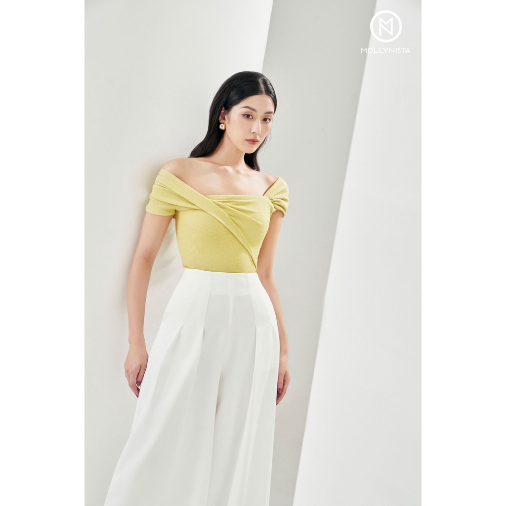 MOLLYNISTA - Áo kiểu Gigi thun xoắn vai đơn giản nữ tính thiết kế cao cấp đi chơi đi tiệc công sở