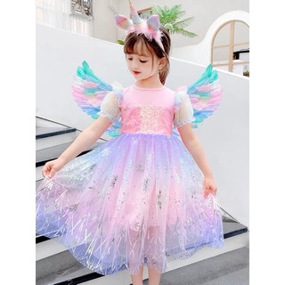 Đầm công chúa kết kim sa bằng thun dễ thương cho bé gái