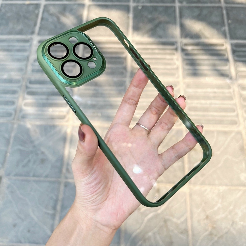 ỐP LƯNG BẢO VỆ CAMERA iPhone 15 Pro/ 15 Pro Max/ 14 Pro/ 14 Pro Max/ 13 Pro Max/ 12 Pro Max, lưng trong viền màu X&M